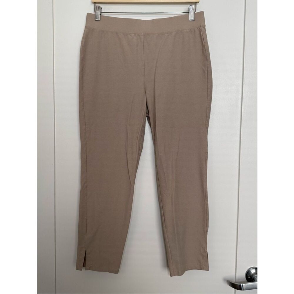 Eileen Fisher System Washable Stretch Crepe Ankle Pants Women Sz M Tan Pull On